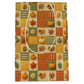 Rustieke herfst patchwork pompoen Thanksgiving Medium Cadeauzakje (Voorkant)