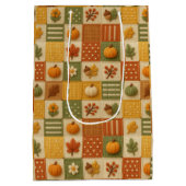 Rustieke herfst patchwork pompoen Thanksgiving Medium Cadeauzakje (Achterkant)