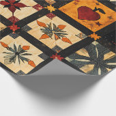 Rustieke herfst Patchwork Quilt patroon | boerderi Cadeaupapier (Hoek)