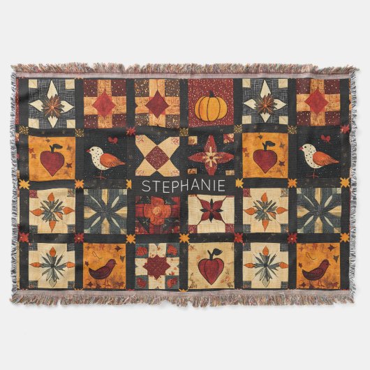Rustieke herfst Patchwork Quilt patroon | boerderi Deken (Voorkant)