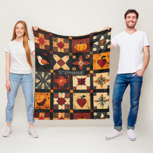 Rustieke herfst Patchwork Quilt patroon   boerderi Fleece Deken