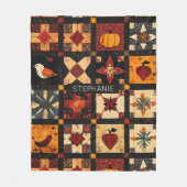 Rustieke herfst Patchwork Quilt patroon | boerderi Fleece Deken (Voorkant)