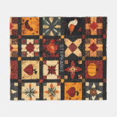 Rustieke herfst Patchwork Quilt patroon | boerderi Fleece Deken (Voorkant (Horizontaal))
