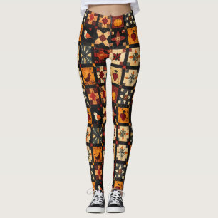 Rustieke herfst Patchwork Quilt patroon boerderi Leggings