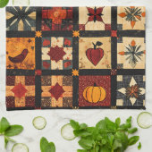 Rustieke herfst Patchwork Quilt patroon | boerderi Theedoek (Gevouwen)