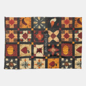 Rustieke herfst Patchwork Quilt patroon | boerderi Theedoek (Horizontaal)