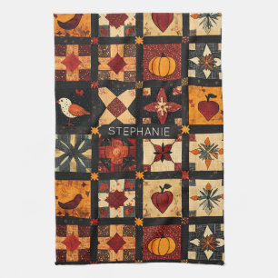 Rustieke herfst Patchwork Quilt patroon   boerderi Theedoek