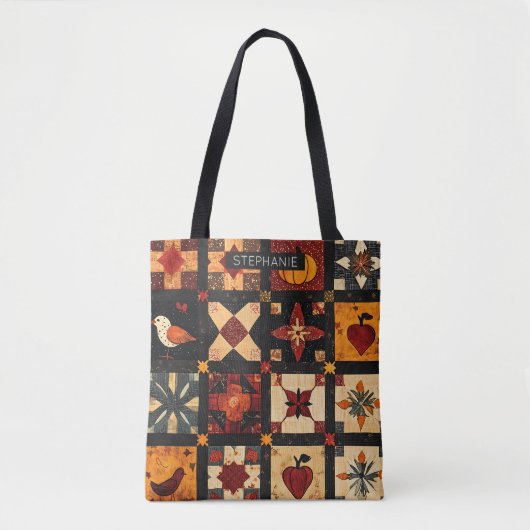 Rustieke herfst Patchwork Quilt patroon | boerderi Tote Bag (Voorkant)