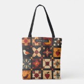 Rustieke herfst Patchwork Quilt patroon | boerderi Tote Bag (Achterkant)