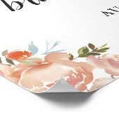 Rustieke herfst perzik bloem bruiloft feest bord poster (Hoek)