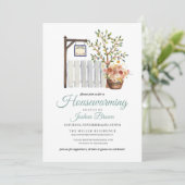 Rustieke herfst Picket Fence Housewarming Uitnodig Kaart (Staand voorkant)