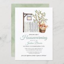 Rustieke herfst Picket Fence Housewarming Uitnodig