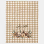 Rustieke Herfst Pine Cones Brown Gingham gepersona Fleece Deken (Voorkant)