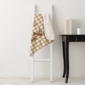 Rustieke Herfst Pine Cones Brown Gingham gepersona Sherpa Deken (In situ)