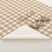 Rustieke Herfst Pine Cones Brown Gingham gepersona Sherpa Deken (3/4)