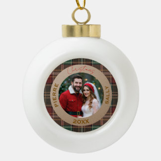 Rustieke herfst Plaid Keramische Bal Ornament
