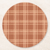 Rustieke Herfst Plaid Pumpkin Baby shower Ronde Kartonnen Onderzetter (Voorkant)