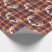 Rustieke Herfst Plaid & Witte Herten Antlers Cadeaupapier (Hoek)