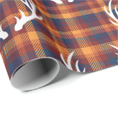 Rustieke Herfst Plaid & Witte Herten Antlers Cadeaupapier (Rol Hoek)