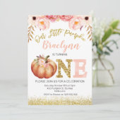 Rustieke Herfst Pompoen 1e verjaardag Uitnodiging (Staand voorkant)
