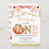 Rustieke Herfst Pompoen 1e verjaardag Uitnodiging (Voorkant / Achterkant)