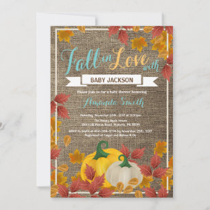 Rustieke herfst pompoen aqua babyshower uitnodigin kaart