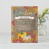 Rustieke herfst pompoen aqua babyshower uitnodigin kaart (Staand voorkant)
