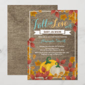 Rustieke herfst pompoen aqua babyshower uitnodigin kaart (Voorkant / Achterkant)