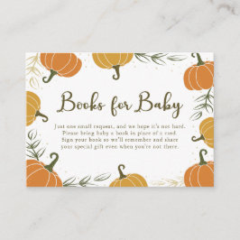 Rustieke Herfst Pompoen Baby shower Boeken voor Ba Informatiekaartje