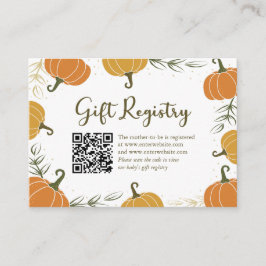 Rustieke Herfst Pompoen Baby shower Gift Registry Informatiekaartje