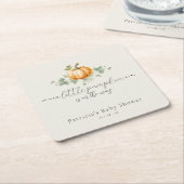 Rustieke Herfst Pompoen Baby shower Square Onderze Kartonnen Onderzetters (Schuin)