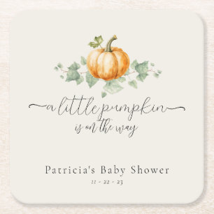 Rustieke Herfst Pompoen Baby shower Square Onderze Kartonnen Onderzetters
