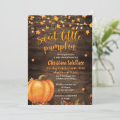 Rustieke Herfst Pompoen Baby Shower Uitnodigingen (Staand voorkant)