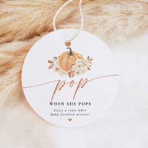 Rustieke herfst pompoen babyshower bedankjes labels