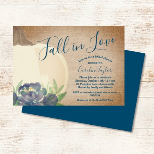 Rustieke Herfst Pompoen Blauw Bloemen Vrijgezellen Kaart