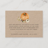 rustieke herfst pompoen bloem baby shower informatiekaartje (Voorkant)