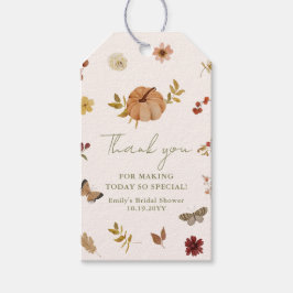Rustieke herfst pompoen bloem bruiloft dank je cadeaulabel