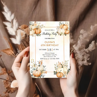 Rustieke Herfst Pompoen Bloemen Verjaardagsfeest Kaart