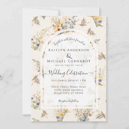 Rustieke Herfst Pompoen Bloemen Wildbloemen Bruilo Kaart (Voorkant)