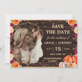 Rustieke herfst pompoen bloemige trouw save the da date (Voorkant)