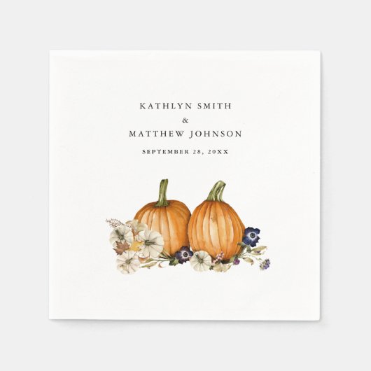 Rustieke Herfst pompoen botanische herfstbruiloft Servet (Voorkant)