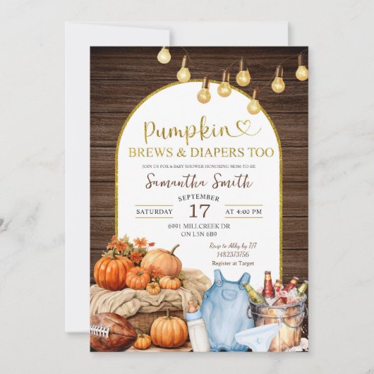 Rustieke Herfst Pompoen Brouwen & Luiers Baby show Kaart (Voorkant)