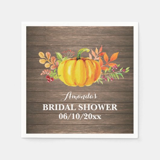 Rustieke herfst pompoen bruidsdouche servet (Voorkant)