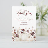 Rustieke Herfst pompoen bruiloft Bedankkaart (Staand voorkant)