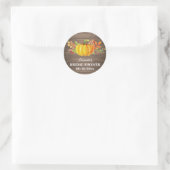 Rustieke Herfst Pompoen Bruiloft Feest Bedankt Ronde Sticker (Tas)