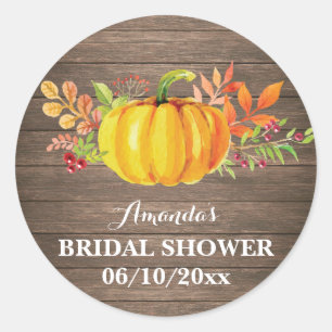Rustieke Herfst Pompoen Bruiloft Feest Bedankt Ronde Sticker