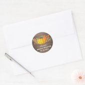 Rustieke Herfst Pompoen Bruiloft Feest Bedankt Ronde Sticker (Envelop)