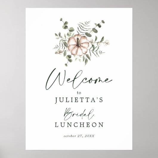 Rustieke herfst pompoen bruiloft lunchtijd welkom  poster (Voorkant)