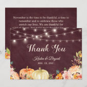 Rustieke Herfst Pompoen Burgundy Bloem Slingerlich Bedankkaart (Voorkant / Achterkant)