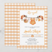 Rustieke Herfst Pompoen Clothesline Baby shower Kaart (Voorkant / Achterkant)